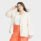 Women's Relaxed Fit Spring Blazer - A New Day Cream Pin Striped Xxl, Ivory Pin