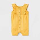Grayson Mini Baby Girls' Eyelet Shoulder Button-front Romper - Yellow Newborn