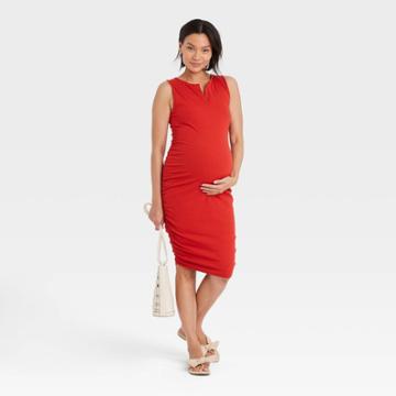 Rib Tank Maternity Dress - Isabel Maternity By Ingrid & Isabel Red
