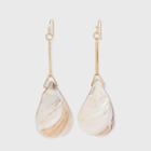 Gold With Light Pink Shell Drop Earrings - A New Day