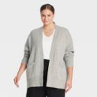 Women's Plus Size Open-front Cardigan - A New Day Gray