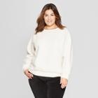 Women's Plus Size Long Sleeve Sherpa Sweatshirt - Universal Thread Cream (ivory)