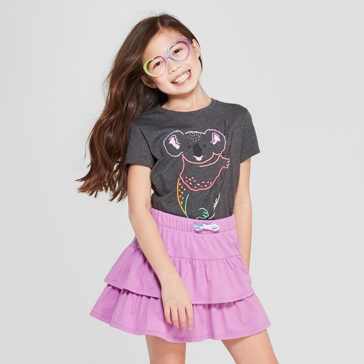Girls' Short Sleeve Koala Printed T-shirt - Cat & Jack Gray