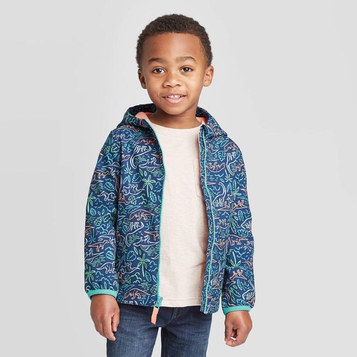 Cat & Jack Toddler Boys' Dino Print Softshell Jacket - Cat And Jack Blue 12m, Toddler Boy's,