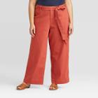 Women's Plus Size Mid-rise Tie Waist Pants - Universal Thread Rust 14w, Women's, Red