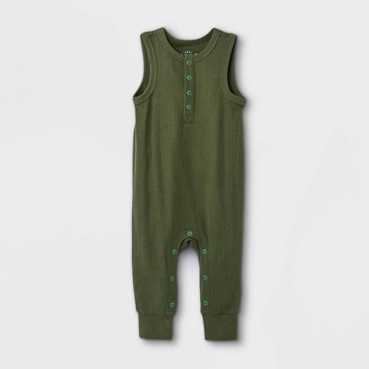 Baby Boys' Rib Tank Romper - Cat & Jack Green Newborn