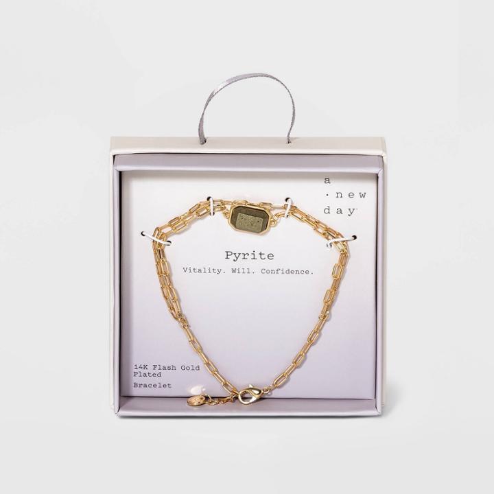 Silver Plated Gold Layered Chain Link Bracelet - A New Day Pyrite