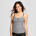 Women's Shirred Grommet Tankini Top - Merona Black/white