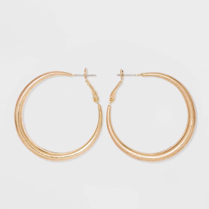 Worn Gold Hoop Post And Hinge Earrings - Universal Thread Gold