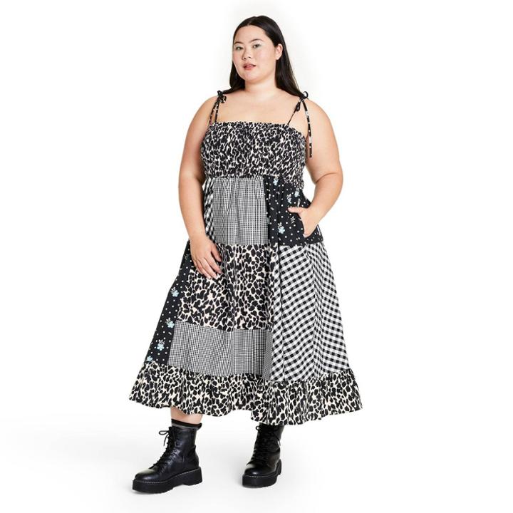 Women's Plus Size Patchwork Sleeveless Dress - Sandy Liang X Target Black