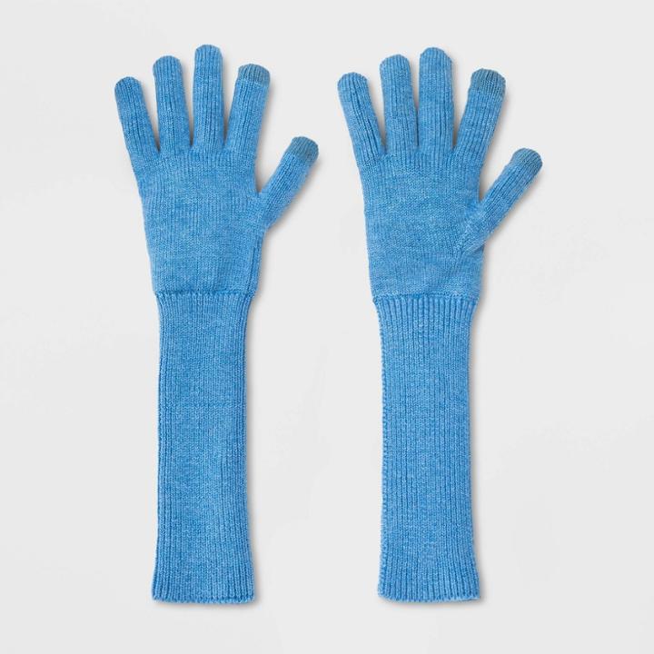 Women's Lightweight Long Knit Gloves - A New Day Blue