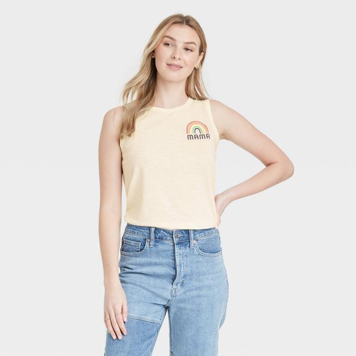 Grayson Threads Women's Mother's Day Mama Rainbow Graphic Tank Top - Off-white