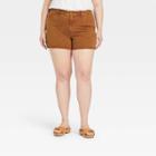 Women's Plus Size High-rise Vintage Midi Jean Shorts - Universal Thread Brown
