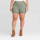 Women's Plus Size High-rise Midi Jean Shorts - Universal Thread Olive 14w, Women's, Green