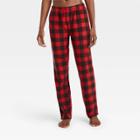 Women's Holiday Buffalo Check Plaid Fleece Matching Family Pajama Pants - Wondershop Red