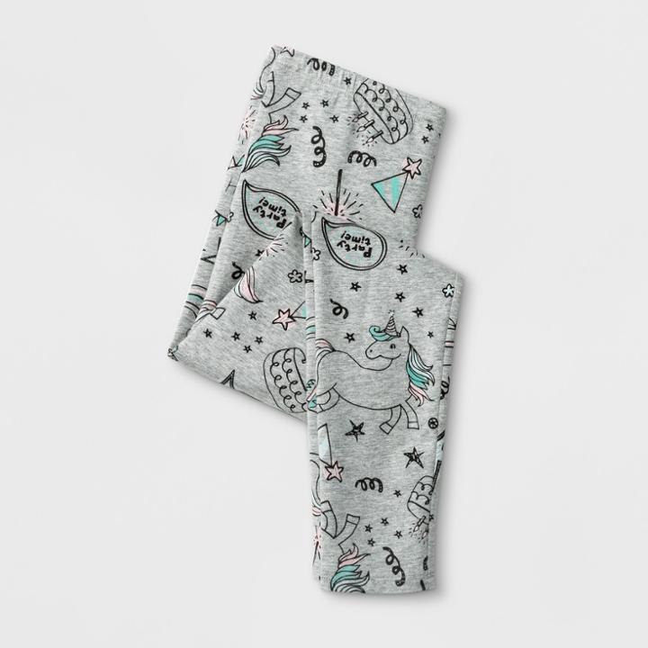 Girls' Unicorn Print Birthday Leggings - Cat & Jack Gray