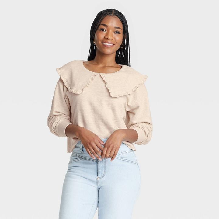 Women's Cropped Fashion Sweatshirt - Universal Thread Brown