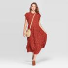 Women's Floral Print Sleeveless High Crewneck Midi Shift Dress - Universal Thread Rust
