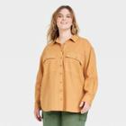 Women's Plus Size Long Sleeve Oversized Utility Button-down Shirt - Universal Thread Yellow