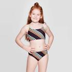 Girls' Beach Side Stripe Bikini Set - Art Class Black
