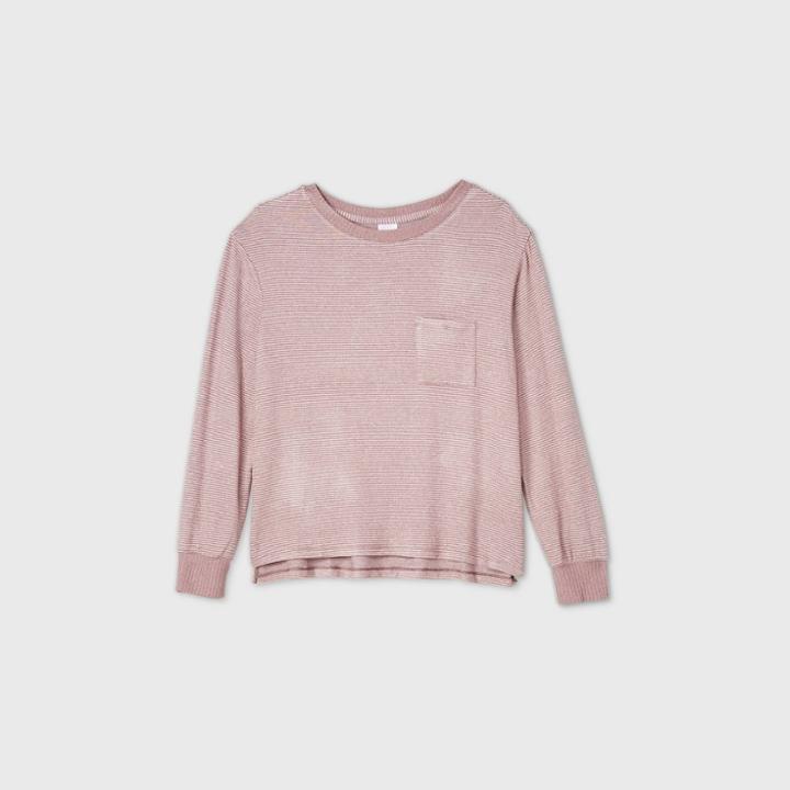 Women's Striped Perfectly Cozy Lounge Sweatshirt - Stars Above Clay