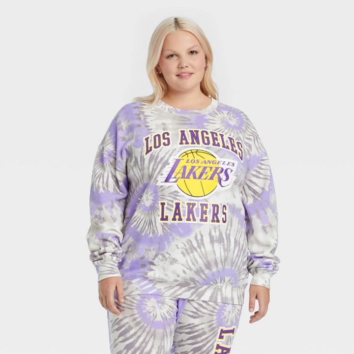 Women's Nba Plus Size La Lakers Graphic Sweatshirt - Purple Tie-dye