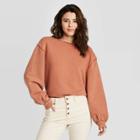 Women's Puff Sleeve Crewneck Sweatshirt - Universal Thread Brown