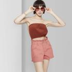 Women's High-rise Paper Waist Bag Jean Shorts - Wild Fable Orange