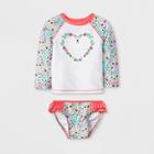Baby Girls' Long Sleeve Raglan Rash Guard Set - Cat & Jack White