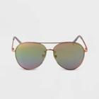 Women's Mirrored Aviator Sunglasses - A New Day Rose Gold