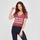 Petitewomen's Short Sleeve Time Flies When You're Having Rum Graphic T-shirt - Awake Burgundy