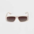 Women's Plastic Rectangle Sunglasses - A New Day Ivory