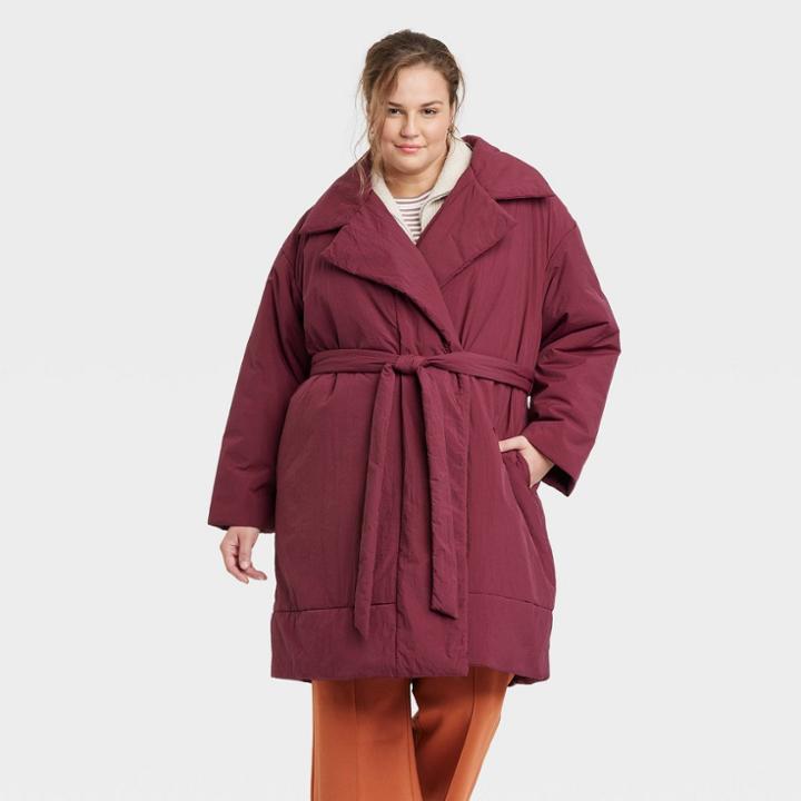 Women's Plus Size Wrap Jacket - A New Day Red