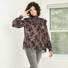 Women's Printed Bishop Long Sleeve Blouse - Knox Rose Brown