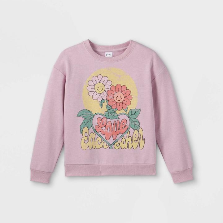Girls' Oversized Graphic Crewneck Sweatshirt - Art Class