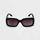 Women's Plastic Rectangle Sunglasses Black - A New Day