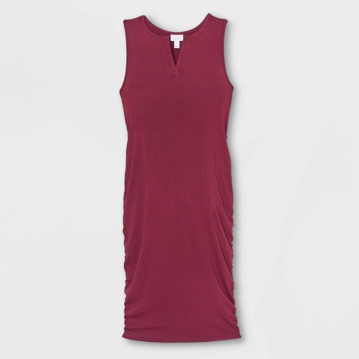 Sleeveless Rib Tank Maternity Dress - Isabel Maternity By Ingrid & Isabel Burgundy