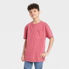 Boys' Mineral Wash Knit Short Sleeve T-shirt - Art Class Dark Red
