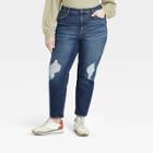 Women's Plus Size High-rise Straight Cropped Jeans - Universal Thread Medium Wash 14w,