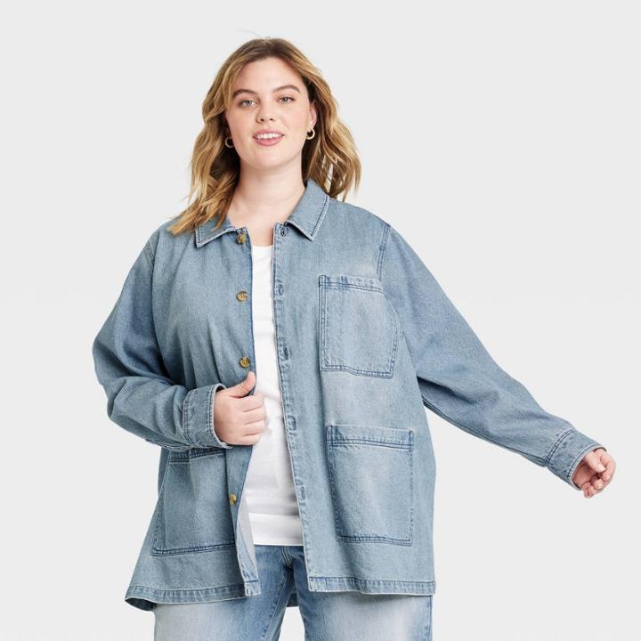 Women's Plus Size Utility Chore Jacket - Universal Thread Indigo