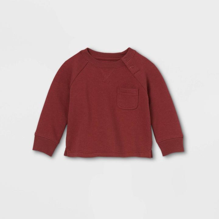 Baby Knit Pullover Sweatshirt - Cat & Jack Burgundy Newborn, Red