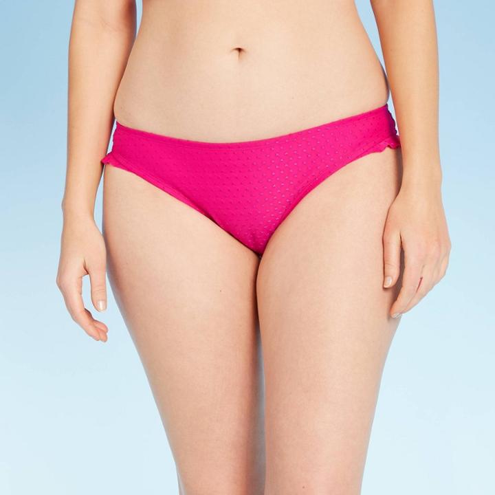 Women's Textured Dot Hipster Bikini Bottom - Shade & Shore Raspberry S, Women's, Size: