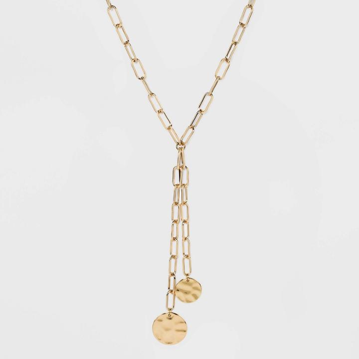 Linked Chain And Discs Long Necklace - A New Day Gold