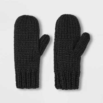 Women's Chunky Knit Mittens - Wild Fable Black