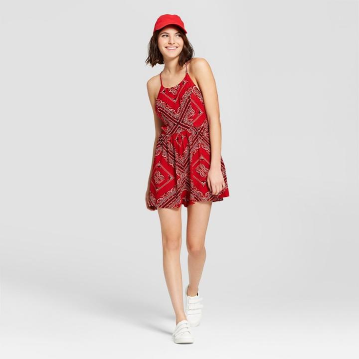Women's Bandana Print Strappy Romper - Xhilaration Red