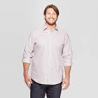 Men's Big & Tall Plaid Standard Fit Long Sleeve Dress Button-down Shirt - Goodfellow & Co Dusk Pink