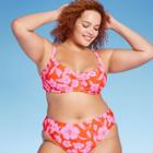Women's Shirred Underwire Bikini Top - Wild Fable Orange/pink Tropical Print