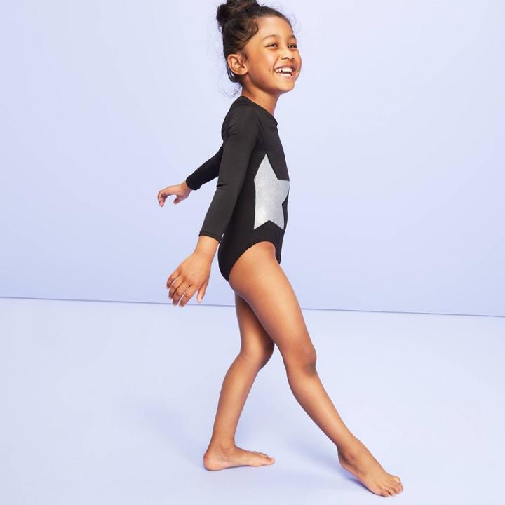 More Than Magic Toddler Girls' Glitter Star 3/4 Sleeve Gymnastics Leotard - More Than