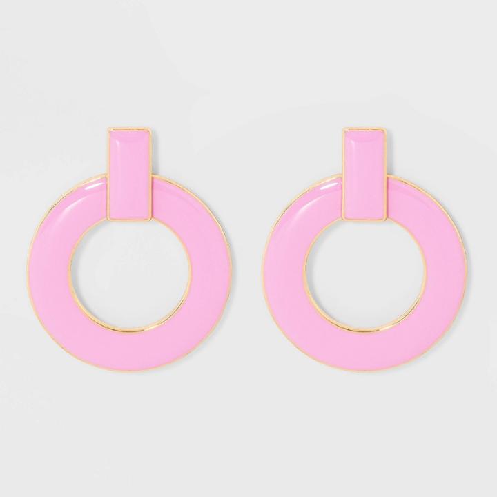 Target Sugarfix By Baublebar Doorknocker Enamel Hoop Earrings - Blush Peach, Women's