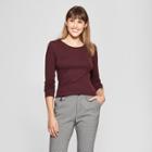 Women's Fitted Long Sleeve Crew T-shirt - A New Day Burgundy Heather